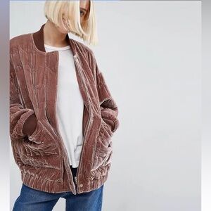 ASOS quilted velour bomber jacket